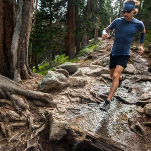 Man running backcountry