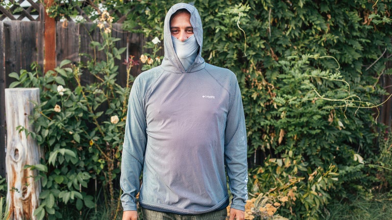 Men Sun Protection Fishing Hoodie Shirt with Mask Workout Hiking