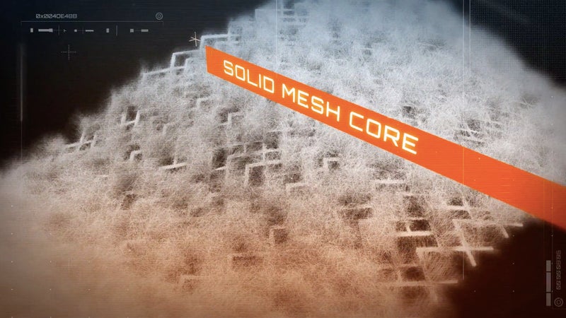 Alpha is basically a lofted polyester insulation stretched out, and mounted on a mesh frame that gives it both strength, and extreme breathability.