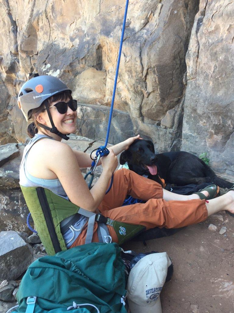 The author using her Hex 2.0 during a climbing trip in New Mexico.