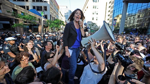 Klein protests at the G20 summit in Toronto in 2010
