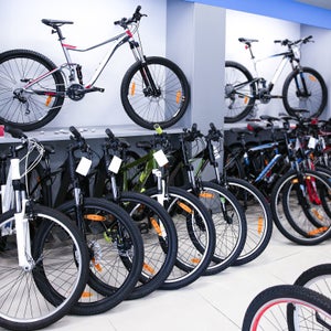 Modern bikes in sport shop