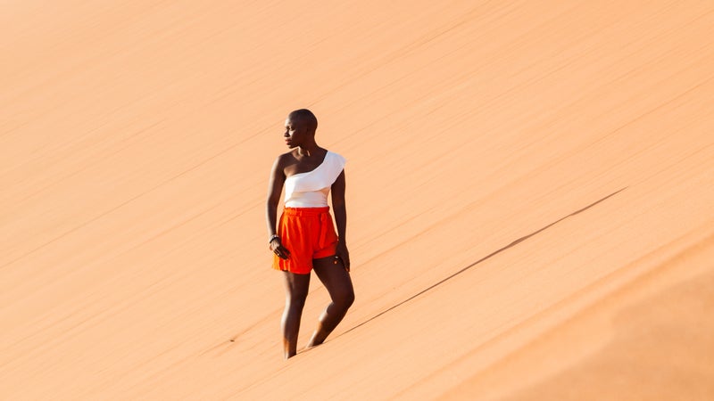 Nabongo climbing Namibia’s sand dunes