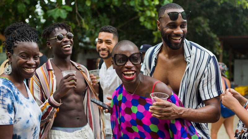 Nabongo celebrating her last country, the Seychelles, with friends and family