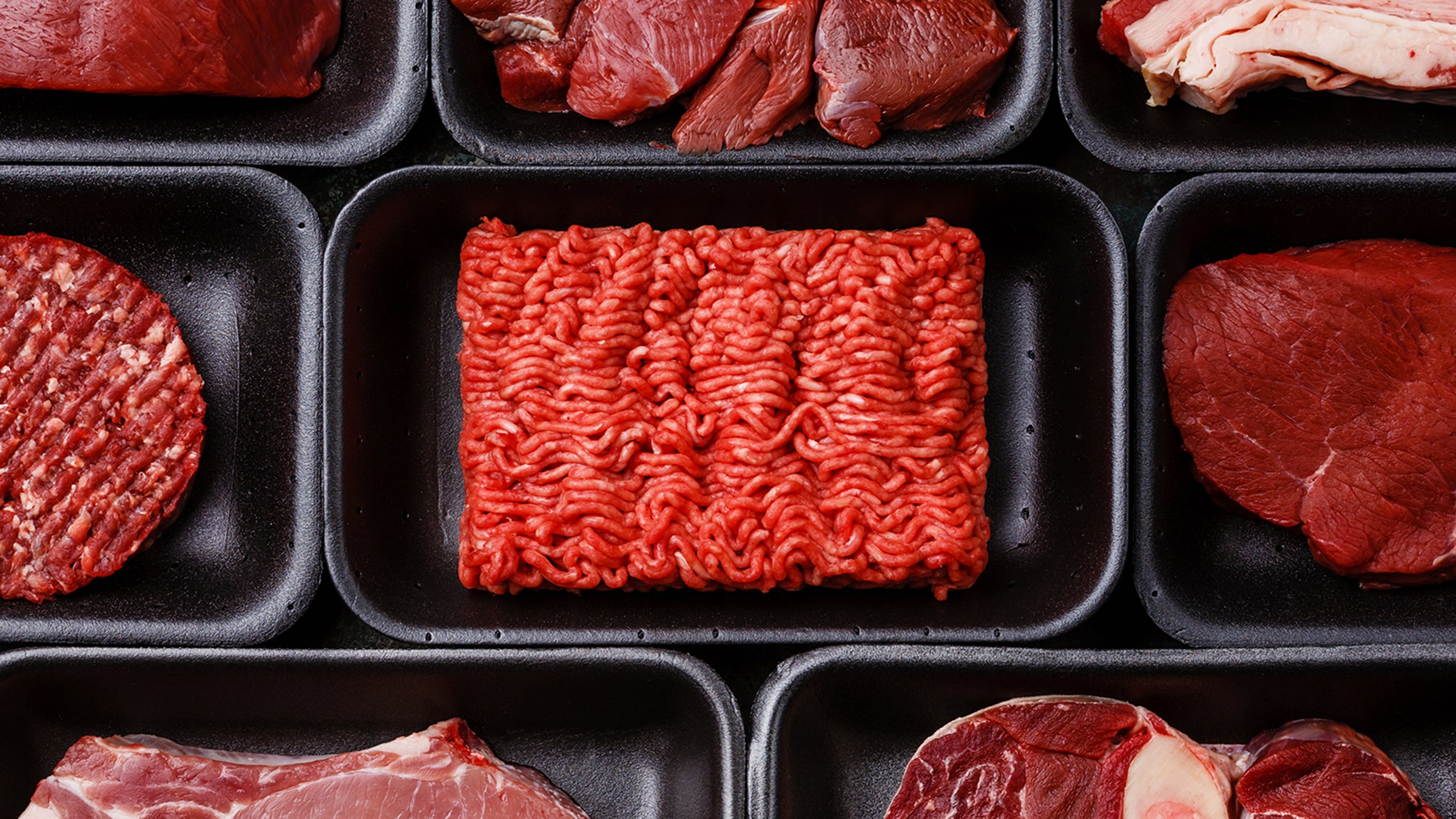 Meat in trays