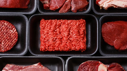 Meat in trays