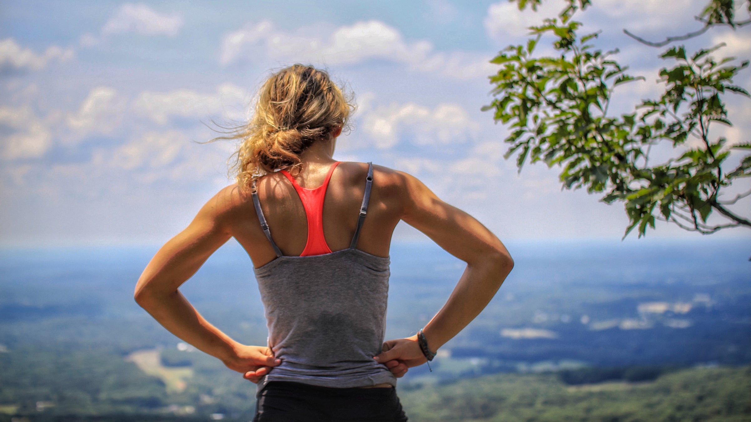 Running woman having a rest
