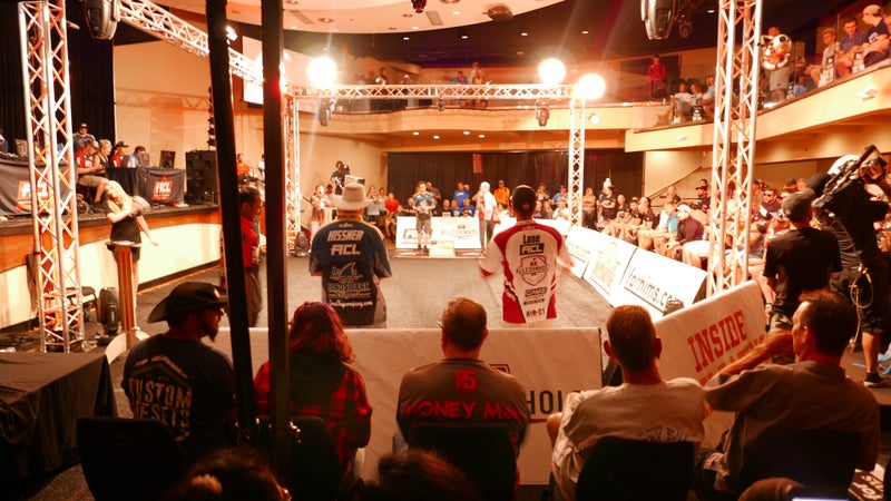 Adam Hissner and Cody Henderson compete during a live ESPN broadcast.