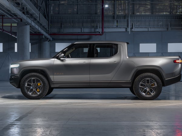 The midrange R1T runs on a 135-kilowatt-hour battery pack—good for up to 300 miles.