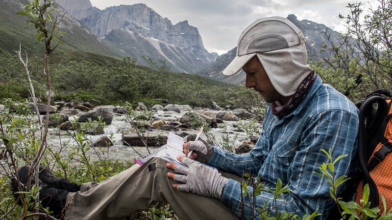 Taking route notes in the Brooks Range of Alaska