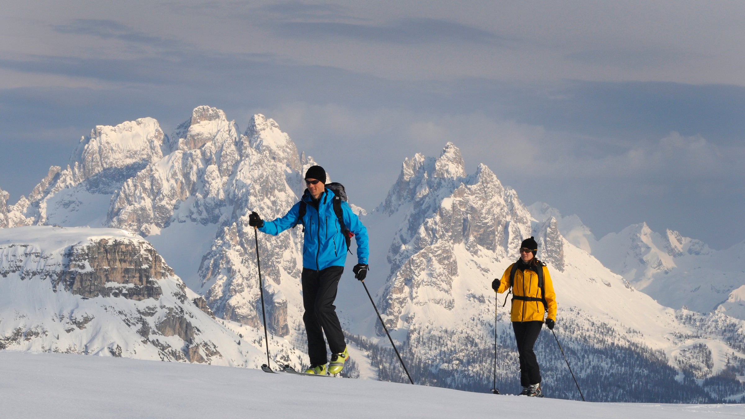 Avalanche safety in the backcountry includes going in a group and staying close together.