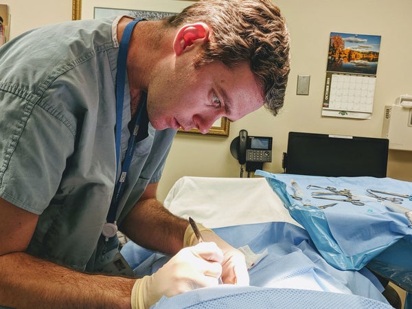 I took this photo of Dr. Skenazy performing the procedure. It really just is just quick, easily, and painless.