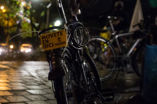 Biking at night in Medellin, Colombia