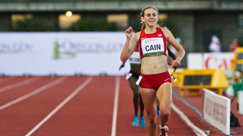 Mary Cain wins the 3000-meter run at the IAAF World Junior Championships in 2014.