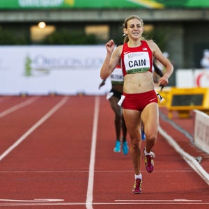 Mary Cain wins the 3000-meter run at the IAAF World Junior Championships in 2014.