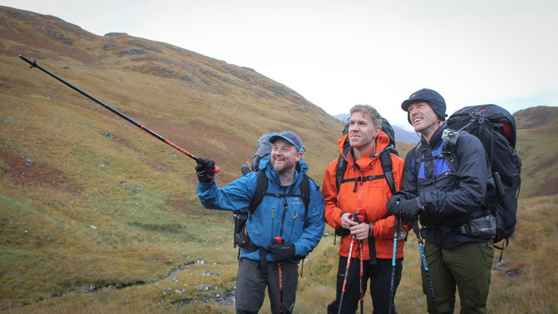 From left to right: Hikers Piers Herron, James Montague, and Adam Watson