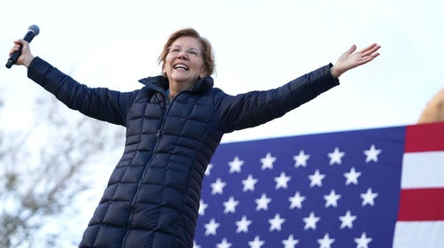 Elizabeth Warren speaks at a campaign rally.