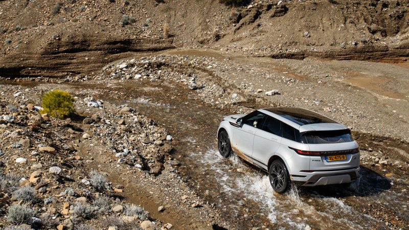 It might be a unibody, all-wheel drive crossover, but the Evoque can still handle light off-roading with aplomb.