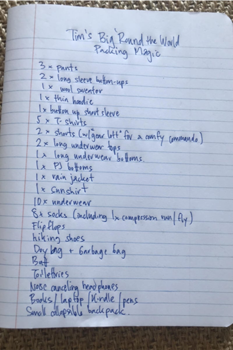 packing list