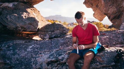 plastic-packed protein bars outdoor