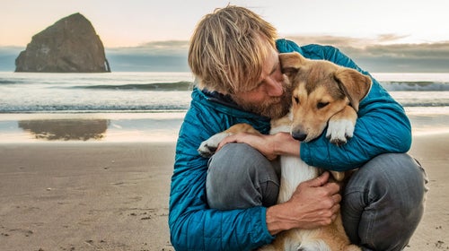 Ben Moon and his new dog, Nori, bond on the beach where the author and Denali spent Denali's final days.