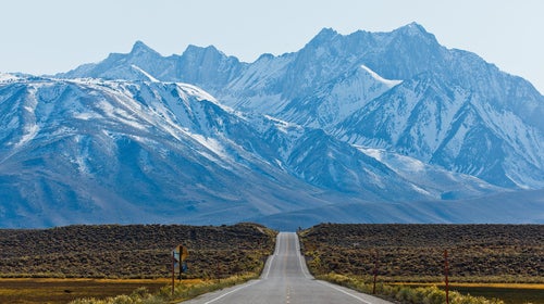 McGee Mountain and Mount Morrison of the Sherwin Range of the Sierra Nevada Mountains, as seen from Benton Crossing in the Long Valley Caldera.