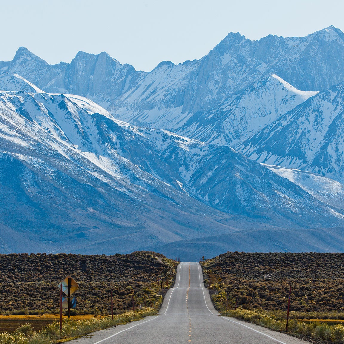 McGee Mountain and Mount Morrison of the Sherwin Range of the Sierra Nevada Mountains, as seen from Benton Crossing in the Long Valley Caldera.