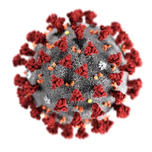 This illustration, created at the Centers for Disease Control and Prevention (CDC), reveals ultrastructural morphology exhibited by the 2019 Novel Coronavirus (2019-nCoV). Note the spikes that adorn the outer surface of the virus, which impart the look of a corona surrounding the virion, when viewed electron microscopically. This virus was identified as the cause of an outbreak of respiratory illness first detected in Wuhan, China.