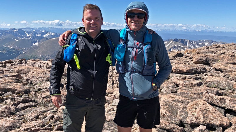 Dave (left) and the author atop Longs Peak in Rocky Mountain National Park, Colorado
