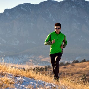 running with sunglasses in winter