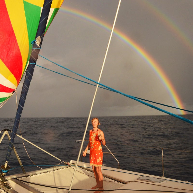 Kristy Finstad during a sailing trip across the Pacific Ocean in 2017