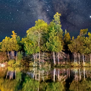 Normally Peter would stay away from street lights, but he couldn’t resist photographing this tiny island, which was being lit by a whole parking lot of lights about 500 feet away. | Camera: Olympus OM-D E-M1X | Lens: M.Zuiko Digital ED 12mm F2.0 | Settings: ISO2500, f/2, 15s @ f/2