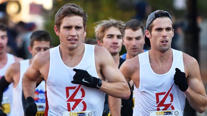 Patrick Reaves (left) earns his Trials spot at the 2018 California International Marathon.