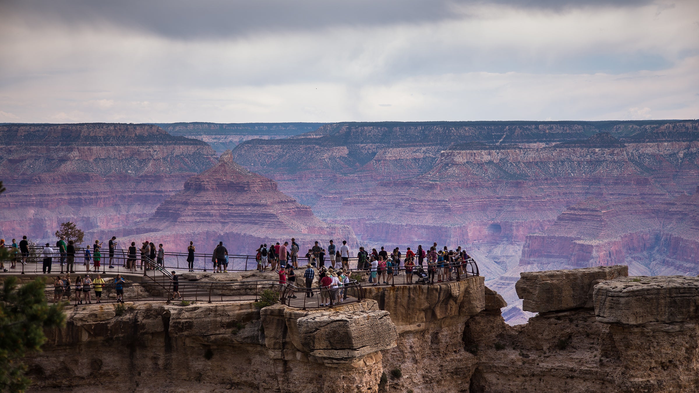 Crowds of People at Mather Point in the Grand Canyon
