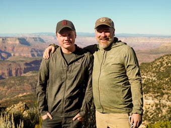 Psychotherapist James (with his son, Elijah) brings clients on Wilderness Collective trips to help foster “wholehearted” men.