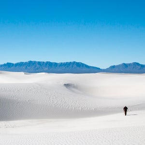 Two hikers in White Sands National Monument.