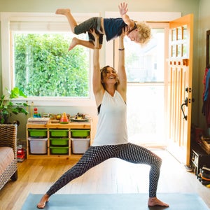 Super Mom Doing Yoga With Son