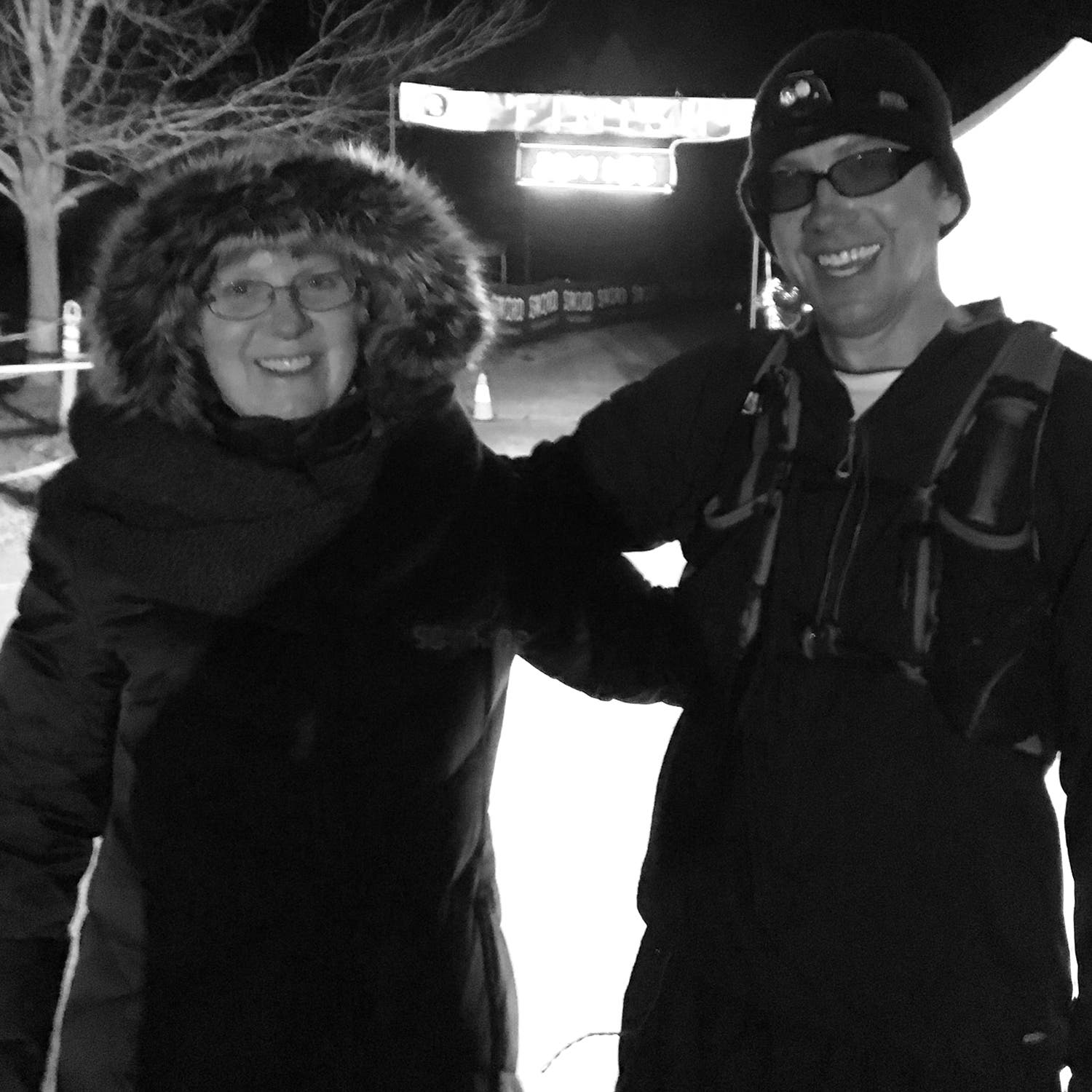Shattuck and his mother after he finished the 2017 Tunnel Hill 100-mile race, in Illinois