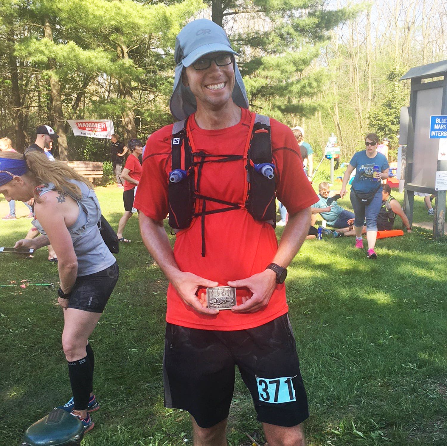 Shattuck after finishing the 2017 Ice Age 50-mile run, in Wisconsin