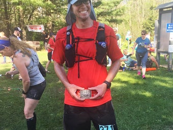 Shattuck after finishing the 2017 Ice Age 50-mile run, in Wisconsin