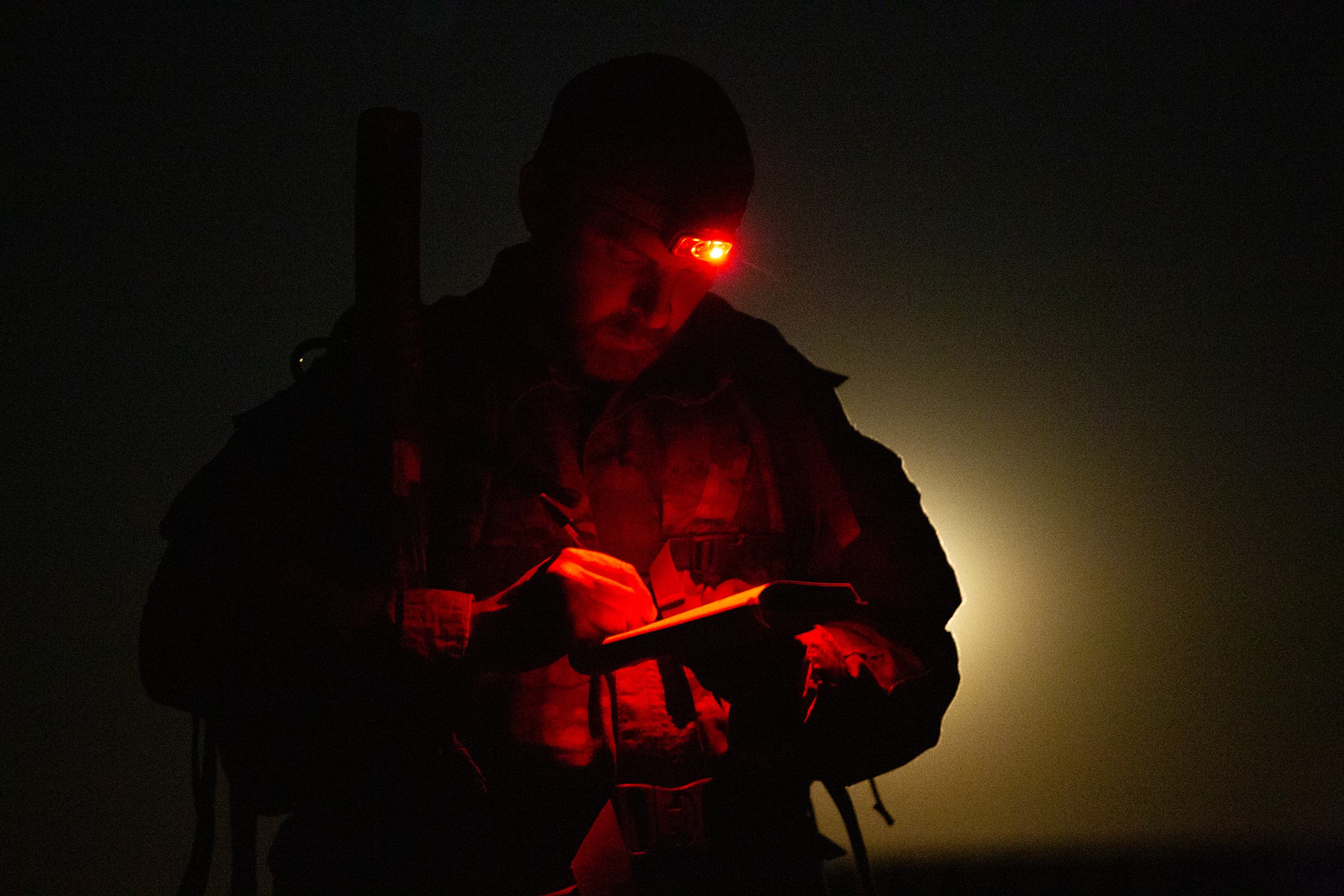 The author taking notes during the class’s final mission in Florida
