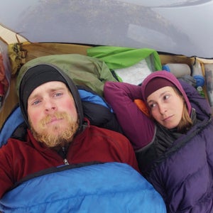 Caroline and her husband, Pat, on their fourth day without food after a resupply drop was delayed