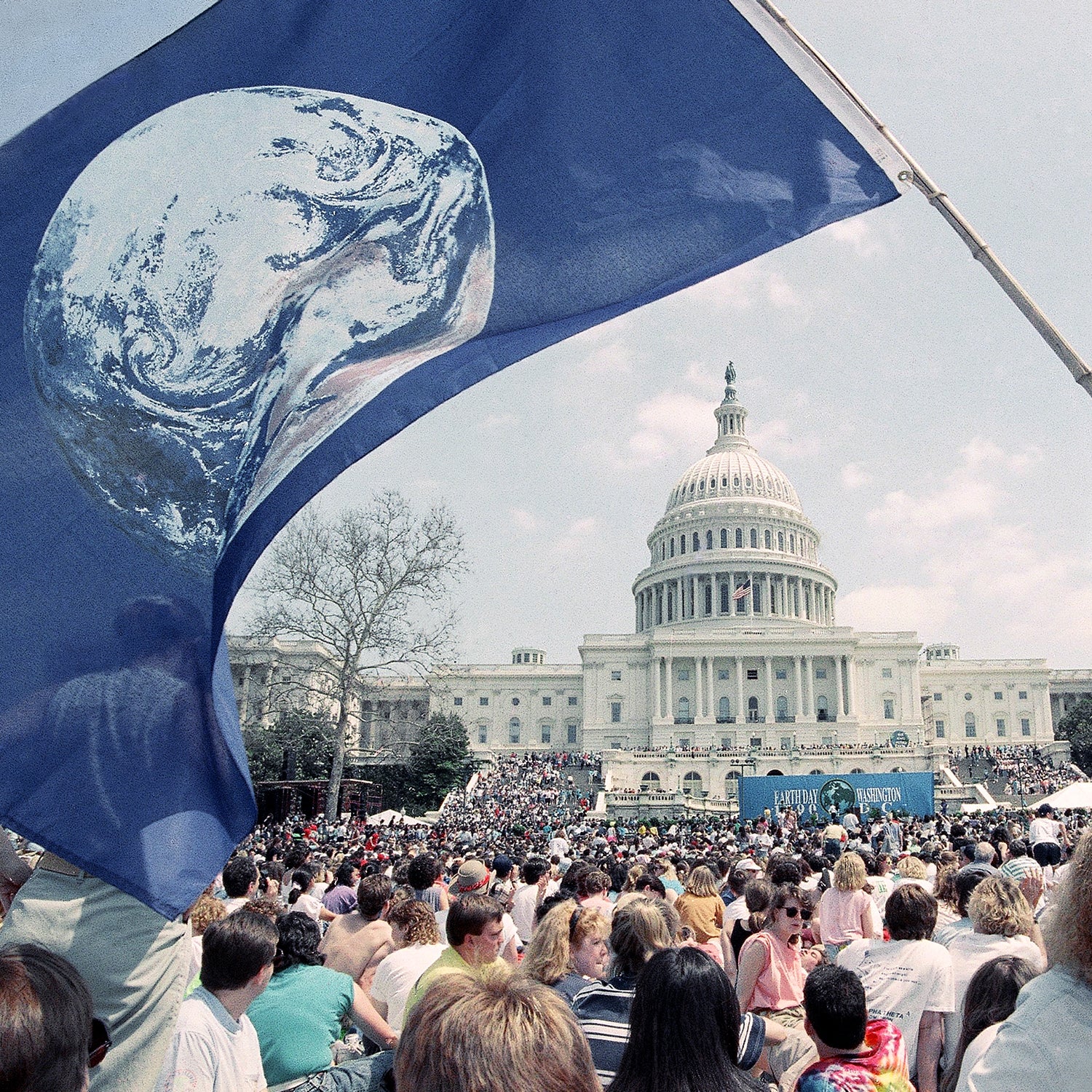 Over 100,000 people attended a 1990 rally in the nation’s capital to celebrate the 20th anniversary of the first Earth Day.