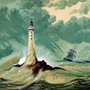 Eddystone Lighthouse, c1850.