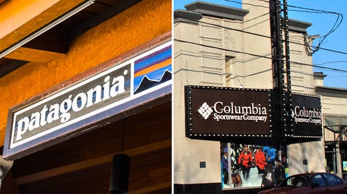 Patagonia sign above the entrance to the store