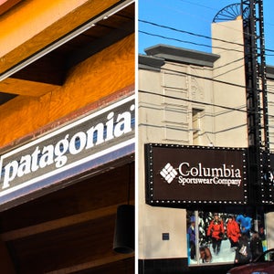 Patagonia sign above the entrance to the store