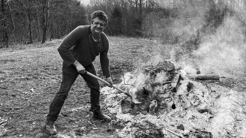 The author, stoking the bonfire of old legal files