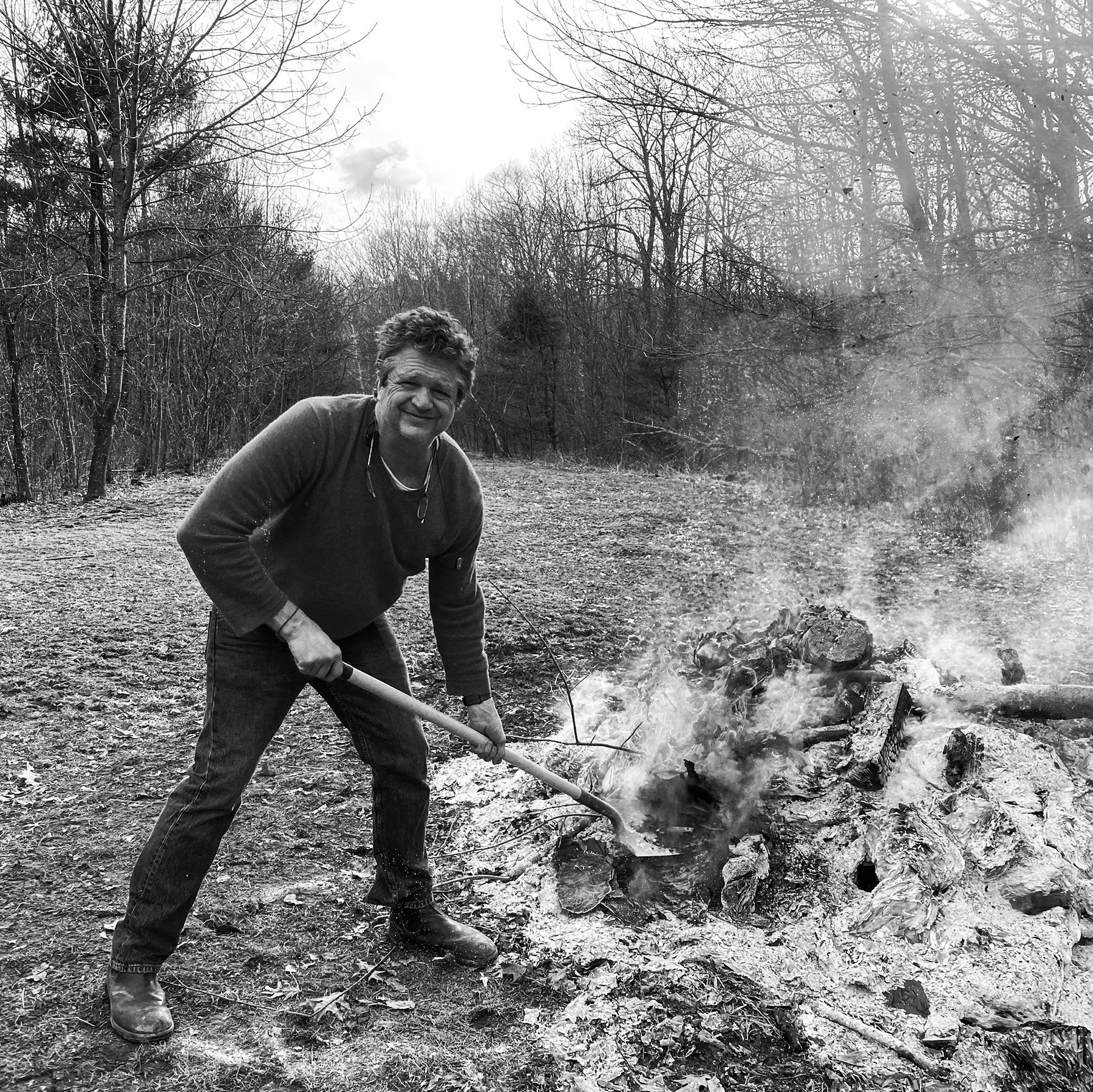 The author, stoking the bonfire of old legal files