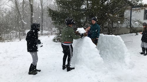 Attempting to build a snow-day igloo