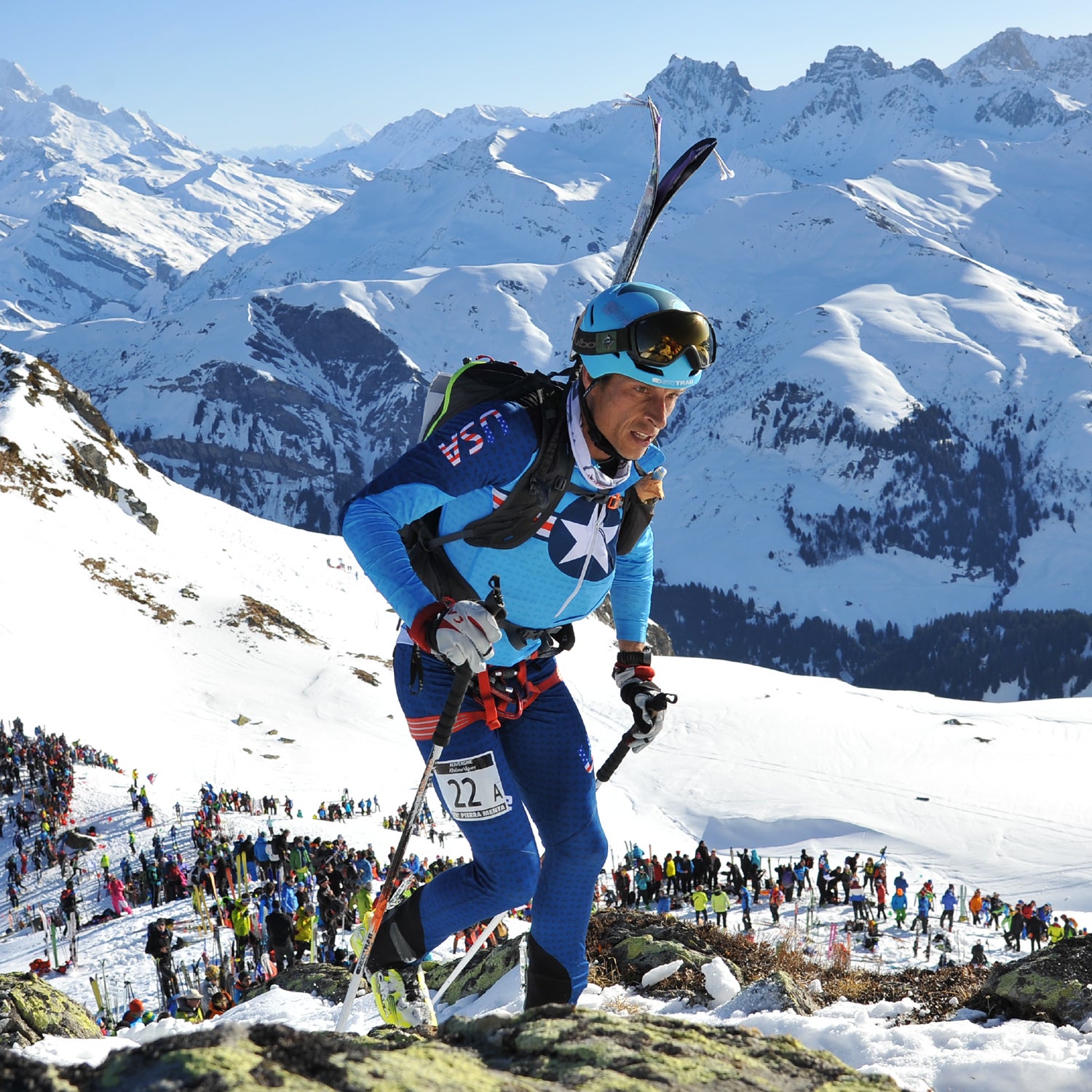 Jon Brown competing in the Pierra Menta, a ski-mountaineering competition in France that takes place over four days